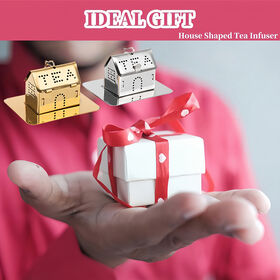 Gold Christmas Gift House Shape Stainless Steel Tea Filter Infuser Strainer with Chain