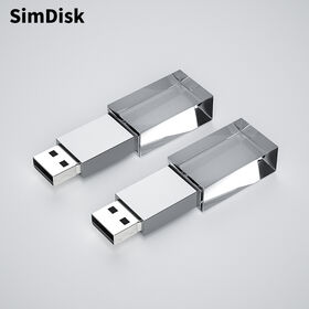 SimDisk Factory Direct Sales Latest Hot Selling Metal Glass USB High Speed Flash Drive U Disk Portable Storage Gift for PC Laptop