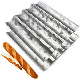 FETESUR Silicone Perforated Baking Forms Sandwich Mold French Baguette  Bread Pan Food Mat 5 Loaf Non-Stick Baking Liners