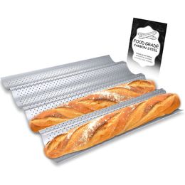 FETESUR Silicone Perforated Baking Forms Sandwich Mold French Baguette  Bread Pan Food Mat 5 Loaf Non-Stick Baking Liners