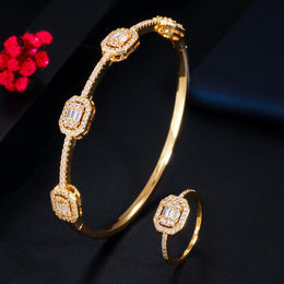 Zircons Bracelet Rings Jewelry Set