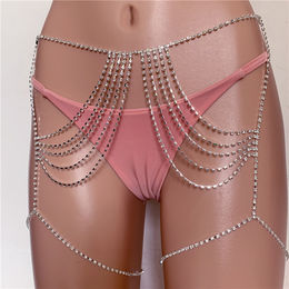 Chaîne De Cuisse Femme – Bijou Sexy Pour L'été, Plage, Cristal Argenté