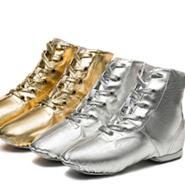MSMAX PU Womens Jazz Dance Boots Silver/Gold