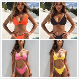 Summer Sexy Swimsuit Tube Top Nylon Flat Chest Split Two-piece