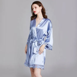 China ladies long sleeve custom pajamas with logo adult luxury satin  polyester women sleepwear factory and manufacturers