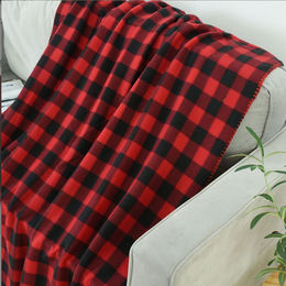Printed Flannel Blanket Soft Throw for Bed Couch Sofa, Blue Plaid