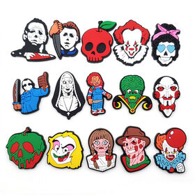 Adornos de Halloween para Crocs, PVC, goma suave, hebilla para zapatos, zapatos con agujeros, accesorios de goma