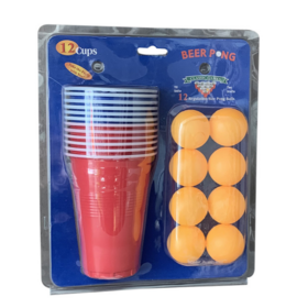 16OZ double color Bpa Free PP Plastic disposable red cups with beer ping pong ball set