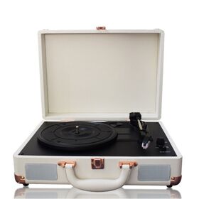 Tamaño personalizado antiguo de madera maciza discos de vinilo tocadiscos reproductor LP registros con FM Radio diente azul