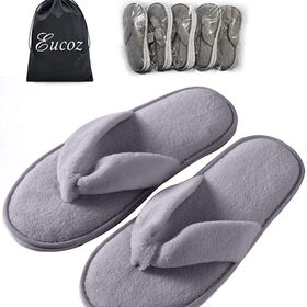 Unisex Hotel Spa Slippers, Cozy Fleece House Flip Flops for Men and Women for sale