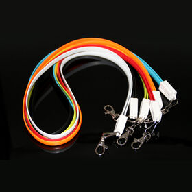 Câble de Charge 2 en 1 avec Lanière, TPE ABS, 90cm, Charge Rapide 2A, Synchronisation de Données, Porte-clés, Câble Collier