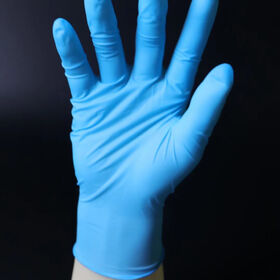 Gants jetables en nitrile bleu et blanc pour usage domestique, non poudrés, qualité non médicale, fabrication en usine