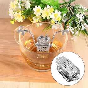 Robot Shaped Stainless Steel Tea Filter Infuser Strainer with Drip Tray for Brewing Loose Leaf Tea