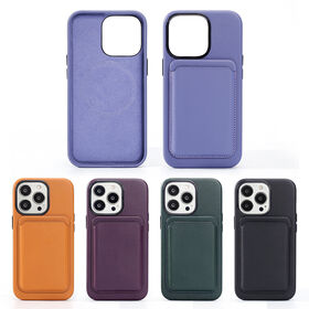 Hochwertige Handyhülle aus echtem Leder mit Magnetverschluss für iPhone 14 mini und iPhone 14 Pro