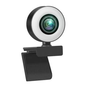 2K Mini-Webcam mit Fülllicht, Mikrofon, 360-Grad-Webcam für PC-Video-Livestreaming