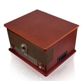 Best-seller Vintage madeira Design Turntable toca-discos com USB Cassette Play