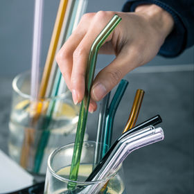 Wholesale Custom Reusable Straight Curved Borosilicate Crystal Glass  Drinking Straw - China Straw and Glass Straws price