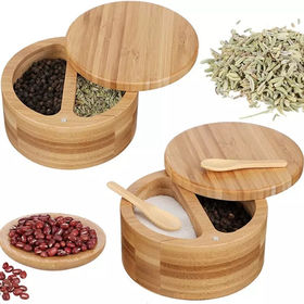 Pebbly Round Spice Jars with Bamboo Lids, Set of 3, 1 set - Interismo  Online Shop Global