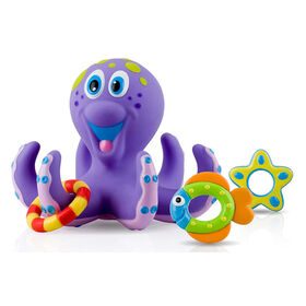 Pulpo de juguete para bañera, juego interactivo de lanzamiento de aros para niños pequeños, juguete para baño, lanzamiento y buceo
