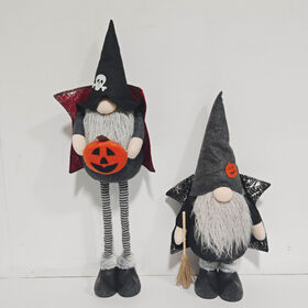 Black Cat Gnome Halloween Gnome Swedish Tomte Cat Collectible Figurines Plush Farmhouse Home Decor 