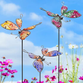 Papillon solaire changeant de couleur carillons éoliens décoratifs  extérieurs lumières mobiles solaires extérieures pour les décorations de  jardin
