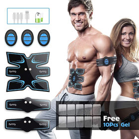 ROKOO Muscle Trainer Stimulator Equipment with 10 Gel Pads Abs Stimulator for Men Women with 6 Modes and 10 Levels of Intensity at Home Gym Office Travel 