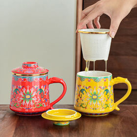 500ml grande tasse de thé en céramique avec poignée d'or pour le commerce  de gros - Chine Tasse à café en céramique et le lait des tasses prix