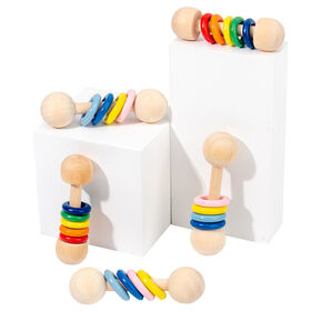 Hochet En Bois Montessori – Anneau De Dentition Coloré, Facile à Saisir, Son Doux, Dès La Naissance, Cadeau Naissance
