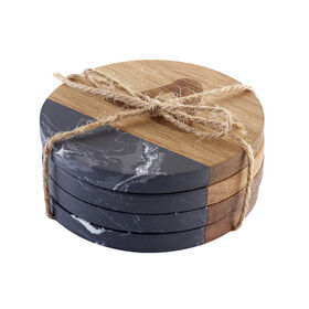 Bar Home Creative Marble Splicing Wooden Placemat Round Coaster Bamboo Customize Cup Coaster