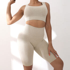 Seamless knit solid color thread gym pants sexy peach tight yoga shorts