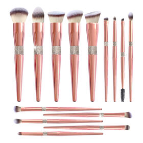 Rose Gold Makeup Brushes Crystal Handle glitter Custom Logo foundation Make Up Brushes Fashionable
