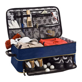 Golf Trunk Organizer with Plenty of smaller loops, zippers, and pockets in the lid of the organizer