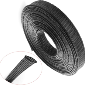 3mm to 25mm Black+Slive Flame Retardant Expandable Braided Cable Sleeving