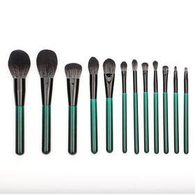 Green Cosmetic Brush Set 12pcs Premium Quality Soft Hair Powder Foundation Eye Brush Tool