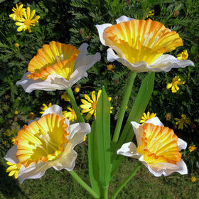 Rechargeable for Outdoor Garden LED Daffodil Flower Stake Light Solar Energy