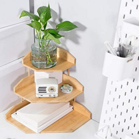 Countertop Corner Shelf, 3-Tier Industrial Wood Counter Corner Organizer  Shelves