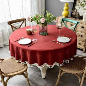 Nappe Ronde Nappe Lavable Coton Nappe à Franges Plaids Doux sans Rides  Couverture de Table pour