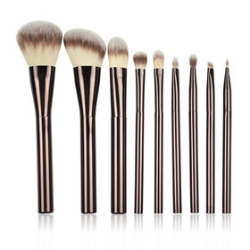 Customize Cosmetic Brushes Premium Copper Ferrule 9pcs Goat Hair Make up Brush Set for Face Eye Lip