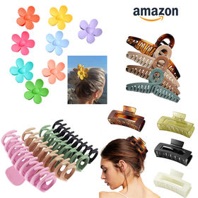 Wholesale Simple Fashion Women Hair Accessories Acetic Acid Acrylic Brown  Beige Color Geometric Hair Claw Clips For Woman