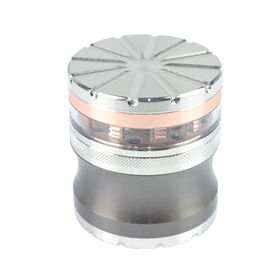 2.3" 60mm 6 Piece 2 Tone  Grinder Tobacco Herb Spice Crusher w/ Container SILVER 