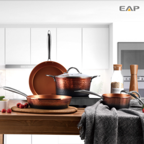 EAP Professional pots pans set Pressed non stick colorful aluminum cookware set