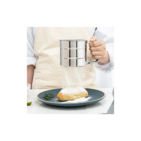 Baking Sifter Kitchen Tool Stainless Steel Fine Mesh Sieve Flour Duster Semi Automatic