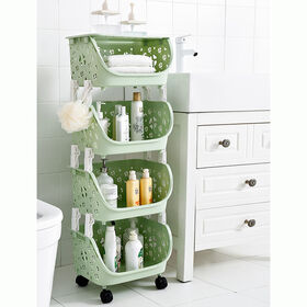 Kitchen Plastic Organizer Trolley and Other Accessories Shelves Movable Display Rack, Food, Fruits