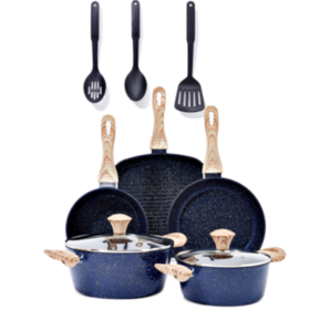 Discount World MD-K99-D4430-FI-P Fiesta Granite Cookware Set, 7 Piece -  Purple 