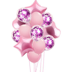 Ensemble de 14 ballons en latex et confettis avec ballons en aluminium pour décorations d'événements et fêtes d'anniversaire