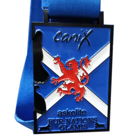 Souvenir Metallmedaille schwarz plattiert für Canix Asakelite Fur Nations Sportmedaille. Günstige Medaille direkt ab Werk.