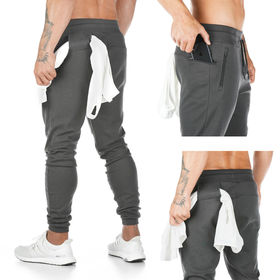 Pantalon de fitness pour homme, couleur sport, solide, fermeture de poche,  pantalon décontracté pour homme, pantalon à carreaux, pantalon pour homme