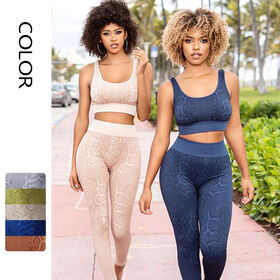Conjunto de ropa deportiva para mujer con logo personalizado, chándales de fitness, ropa de gimnasio sin costuras para yoga