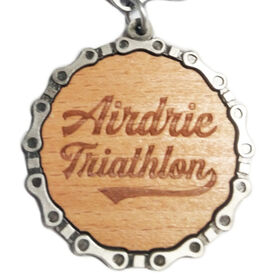 Medalla de Metal para Media Maratón con Adhesivo de Madera de Haya para Triatlón, Logotipo Láser Personalizable en Madera