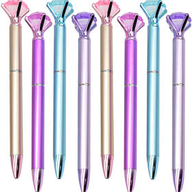 ZZTX 8 PCS Big Crystal Diamond Ballpoint Pen Bling Metal Ballpoint Pen Office Supplies Gift Pens For Christmas Wedding Birthday Includes 8 Pen Refills 